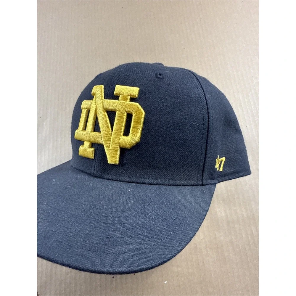 '47 Brand Notre Dame Fighting Irish Snap Back Hat Adjustable Cap Navy W/Clover